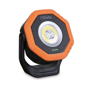 ​​Articulated pocket LED spotlight, with dual light beam and wireless charging