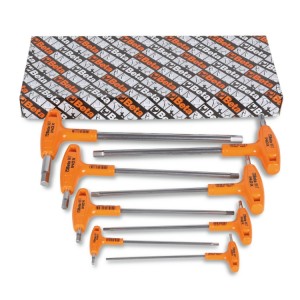 ​Set of 8 offset hexagon key wrenches, with high torque handles, made of stainless steel